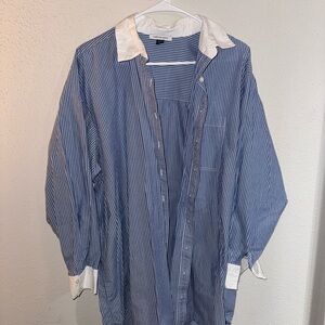 American Eagle Outfitters Blue and White Striped Shirt